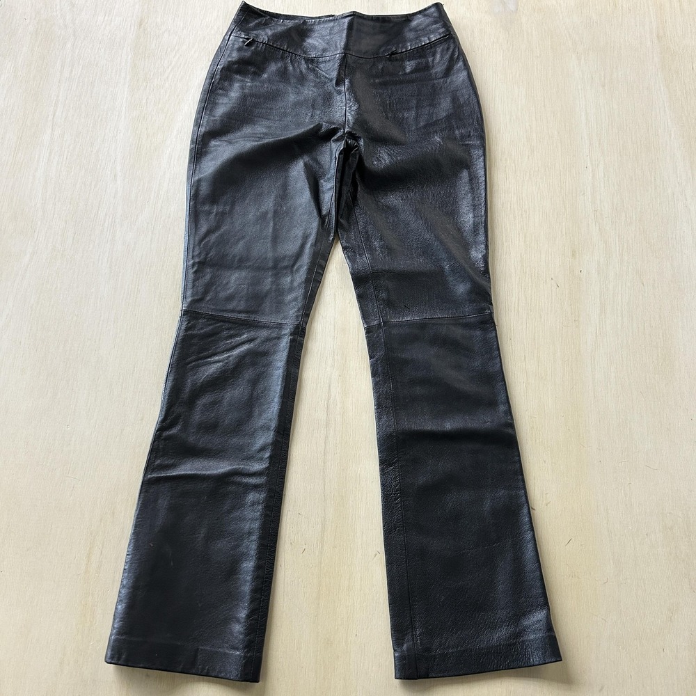 Y2K Shape FX Dress Pants Womens 4 Black Leather Slim Bootcut Shaping Lined